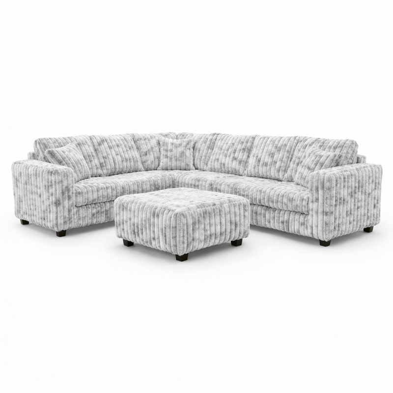 Haven Fluffy L-Shaped Sectional w/ Ottoman