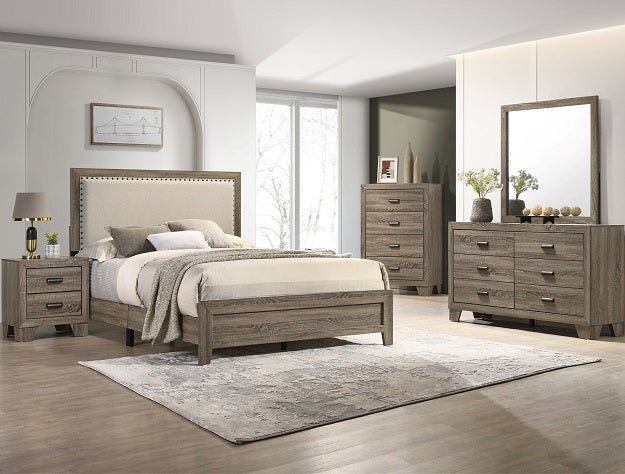 Millie Queen Upholstery Bed One Box -Grey