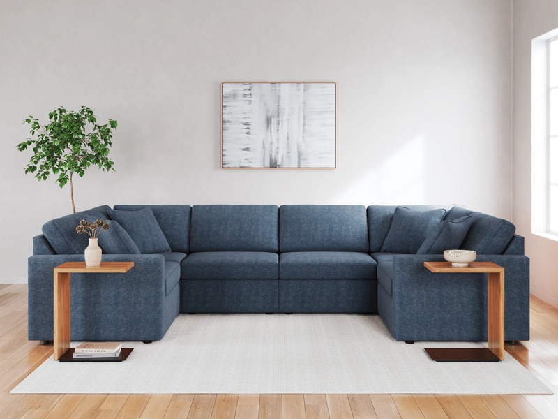 Nuvella 6-Piece Sectional - Blue (Customizable)