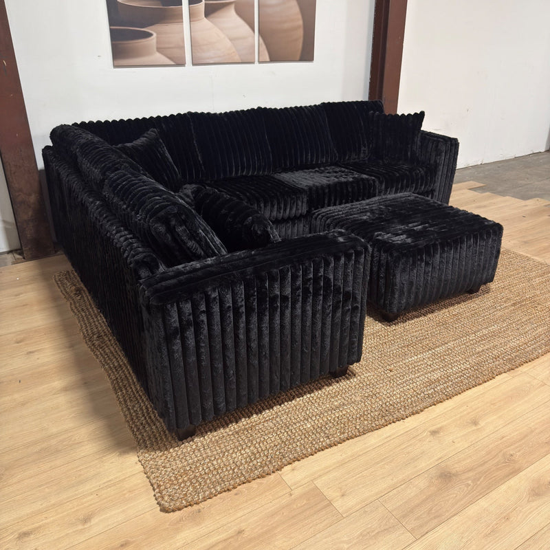 Haven Fluffy L-Shaped Sectional w/ Ottoman