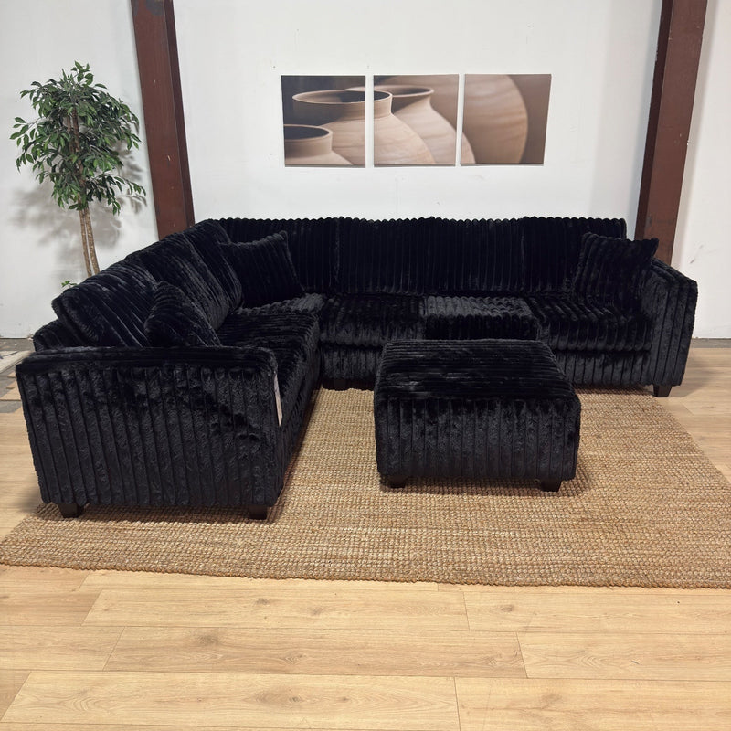 Haven Fluffy L-Shaped Sectional w/ Ottoman