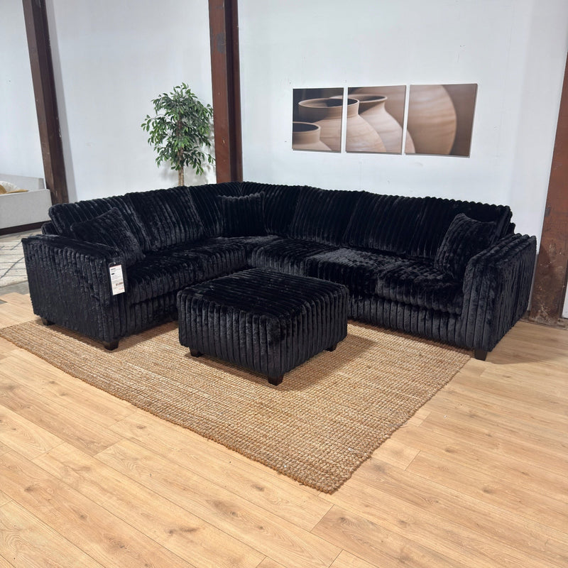 Haven Fluffy L-Shaped Sectional w/ Ottoman